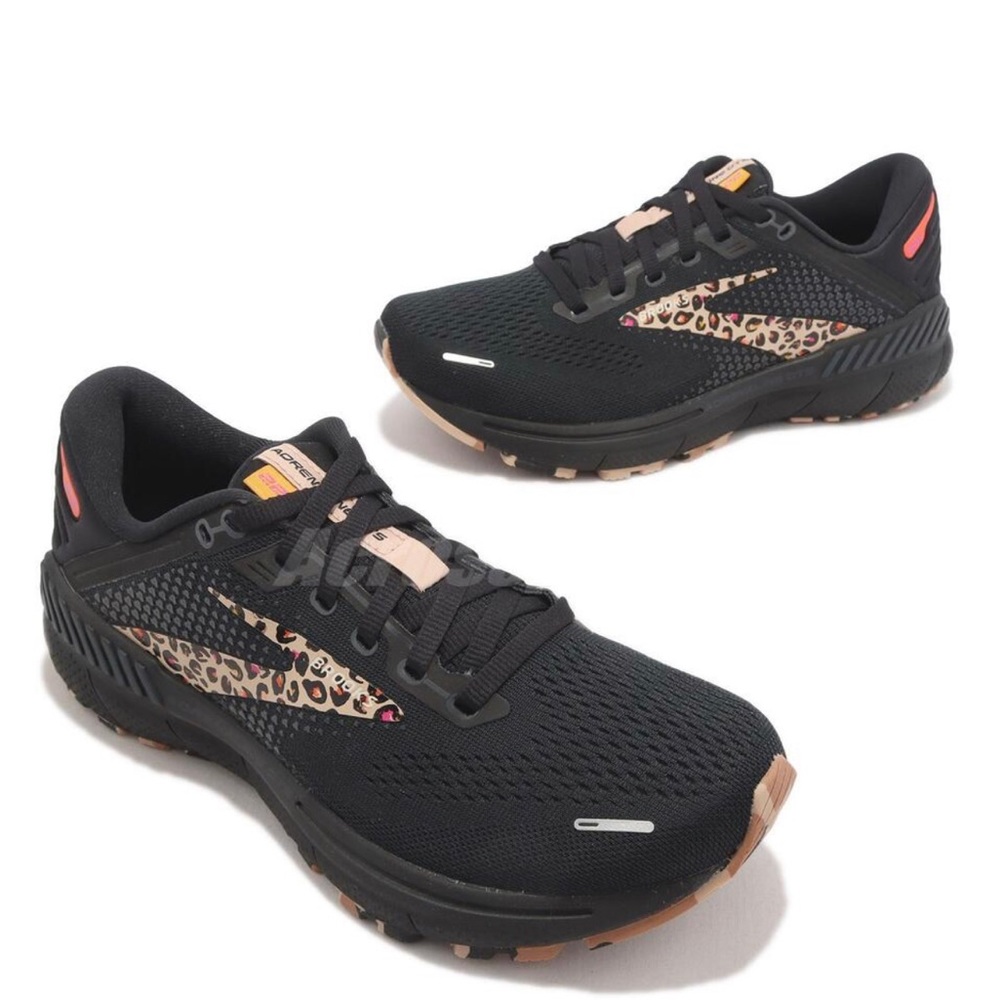 EUC Brooks Adrenaline GTS 22 Black Leopard Shoes